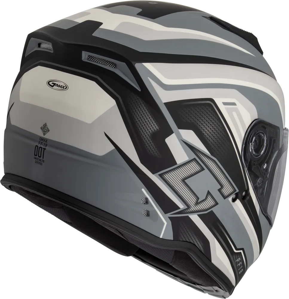 Gmax FF-18 Full Face Helmet Drift Graphic Grey/Silver/Black