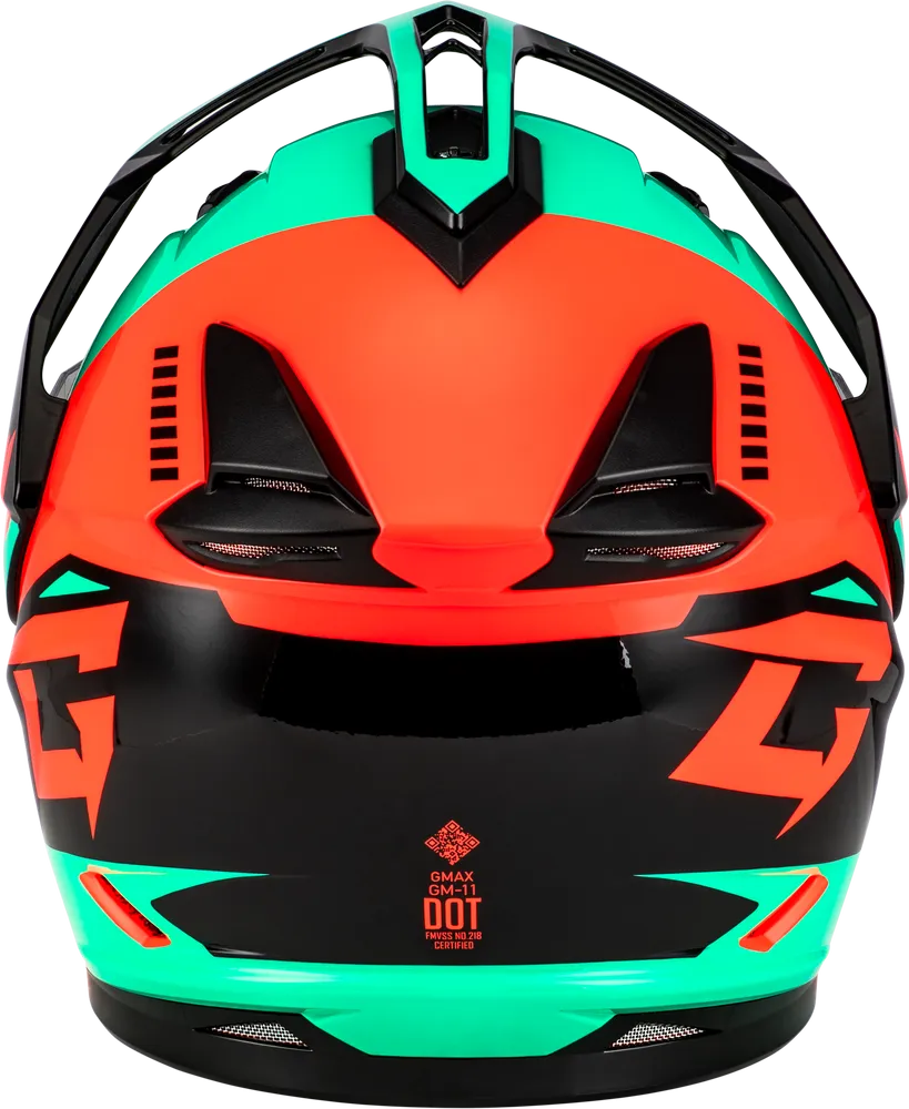 Gmax GM-11S Ronin Snow Helmet Aqua Coral Electric Shield and Dual Lens