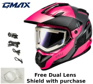 Gmax GM-11S Ronin Snow Helmet Black Grey Pink Electric Shield and Dual Lens