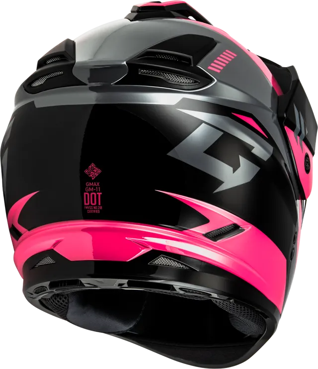 Gmax GM-11S Ronin Snow Helmet Black Grey Pink Electric Shield and Dual Lens