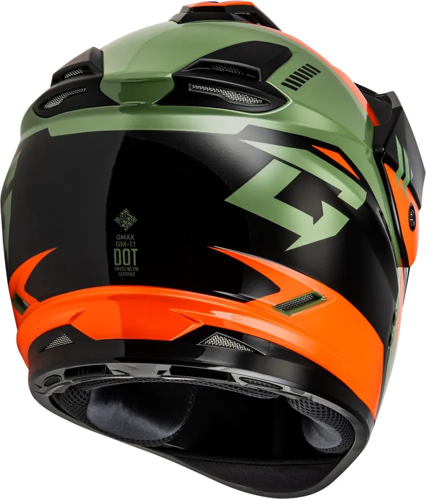 Gmax GM-11S Ronin Snow Helmet Orange Grey Electric Shield and Dual Lens