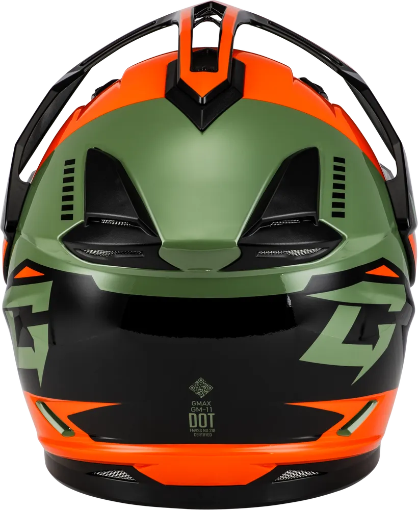 Gmax GM-11S Ronin Snow Helmet Orange Grey Electric Shield and Dual Lens