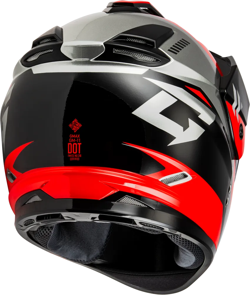 Gmax GM-11S Ronin Snow Helmet Red Dual Lens
