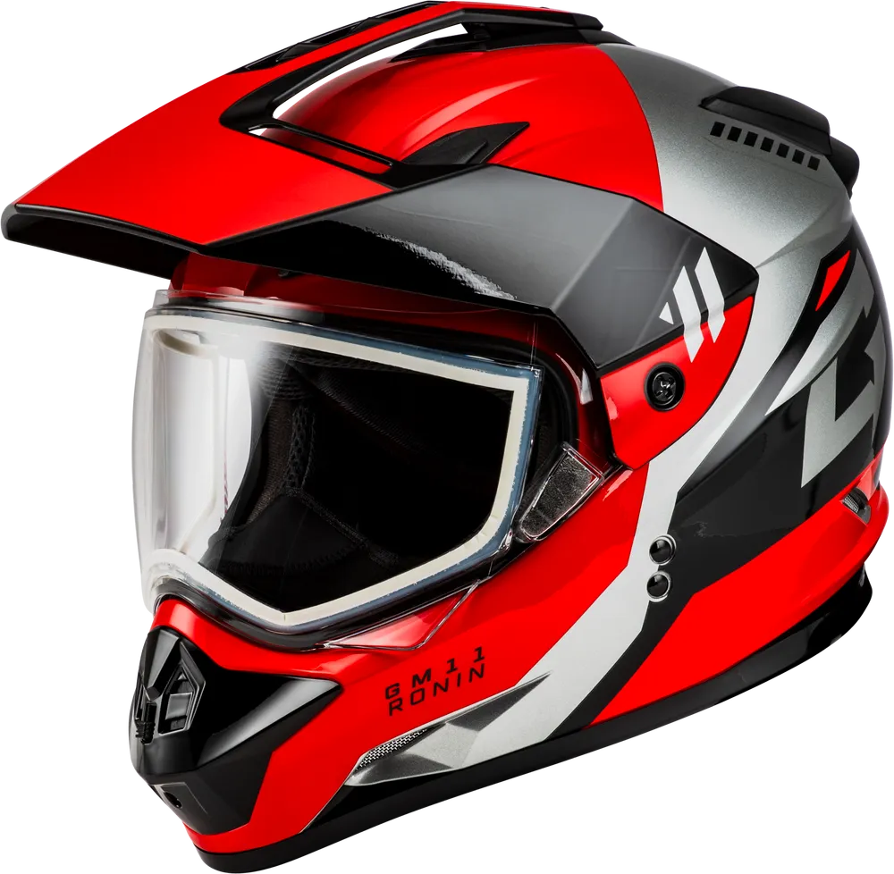 Gmax GM-11S Ronin Snow Helmet Red Dual Lens