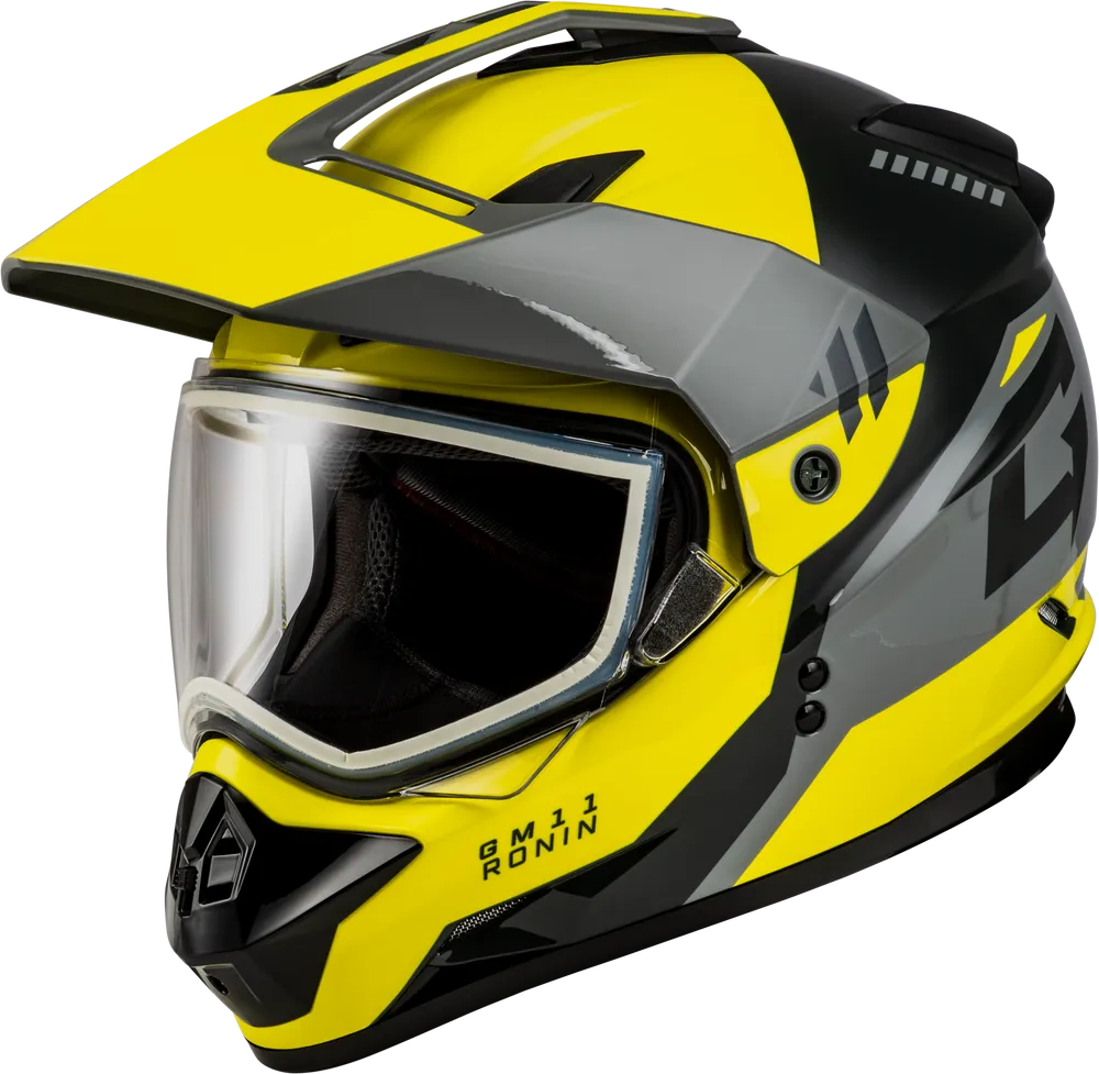 Gmax GM-11S Ronin Snow Helmet Yellow Dual Lens