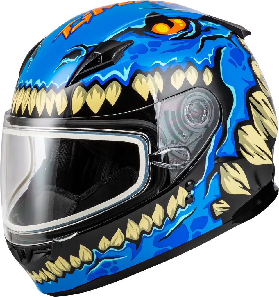 Gmax GM-49Y Youth Full Face Helmet Drax Graphic Blue Dual Lens