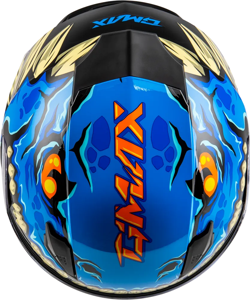 Gmax GM-49Y Youth Full Face Helmet Drax Graphic Blue Dual Lens