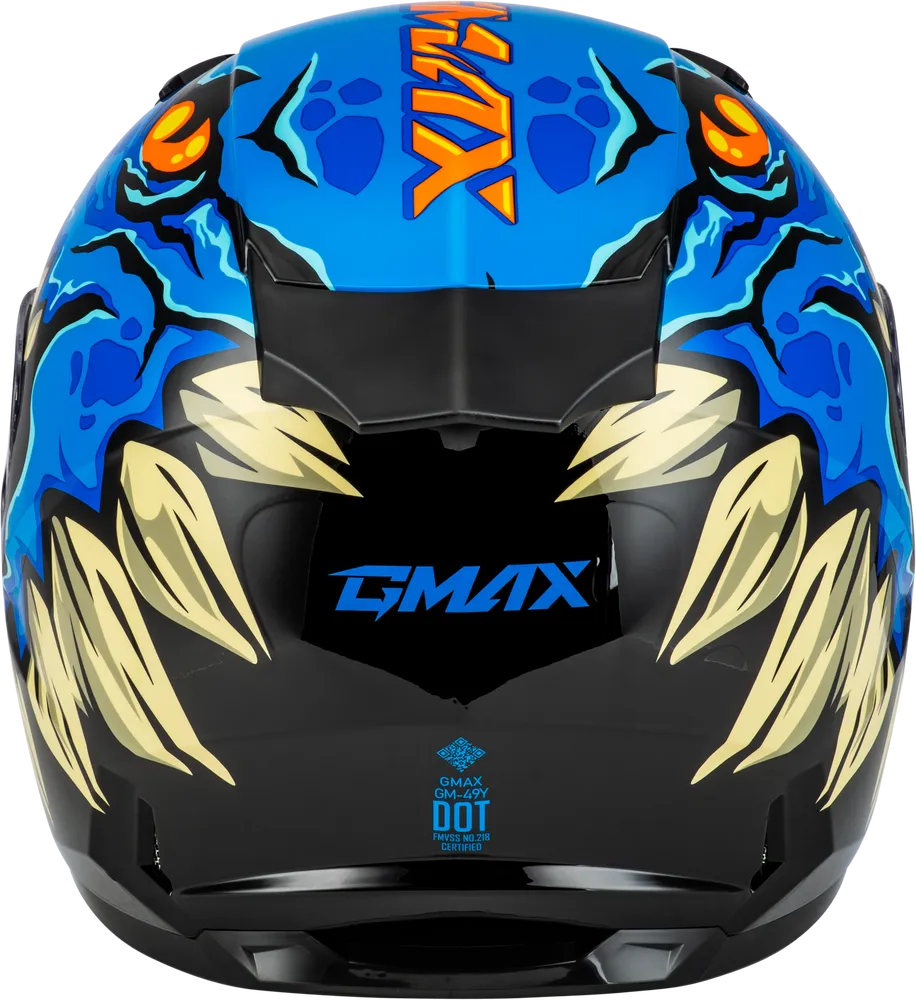 Gmax GM-49Y Youth Full Face Helmet Drax Graphic Blue Dual Lens