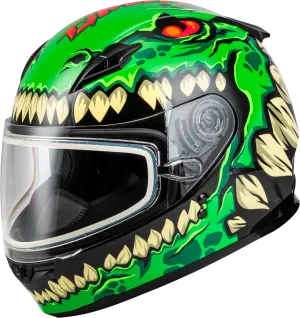 Gmax GM-49Y Youth Full Face Helmet Drax Graphic Green Dual Lens