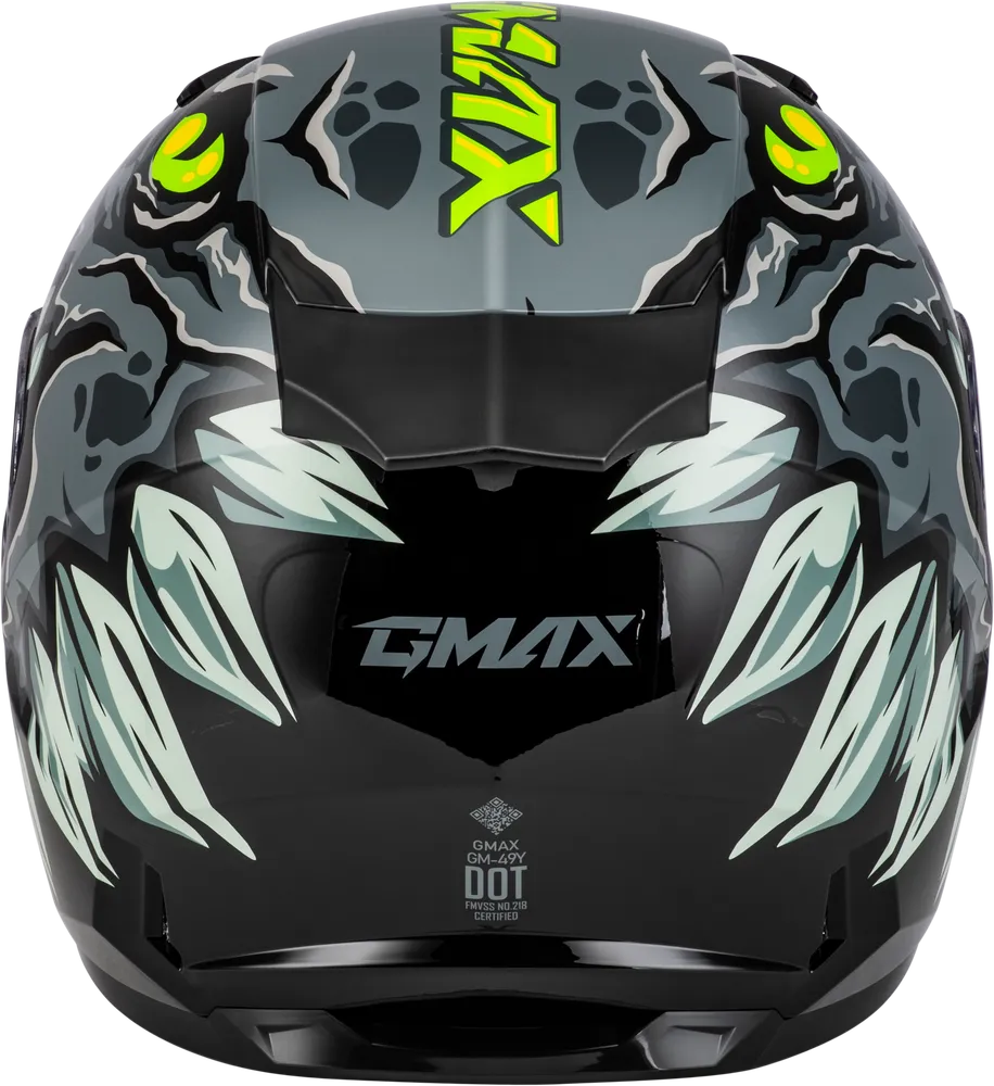 Gmax GM-49Y Youth Full Face Helmet Drax Graphic Grey Dual Lens