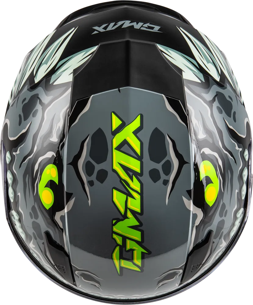 Gmax GM-49Y Youth Full Face Helmet Drax Graphic Grey Electric Shield