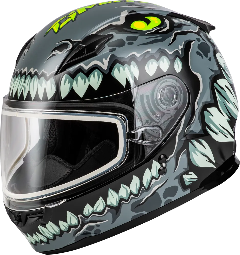 Gmax GM-49Y Youth Full Face Helmet Drax Graphic Grey Electric Shield