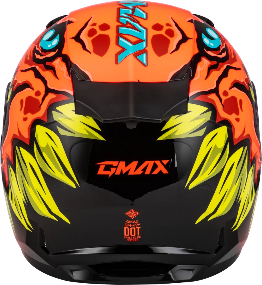 Gmax GM-49Y Youth Full Face Helmet Drax Graphic Orange Dual Lens