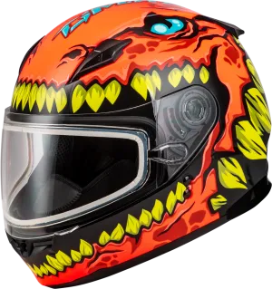 Gmax GM-49Y Youth Full Face Helmet Drax Graphic Orange Dual Lens