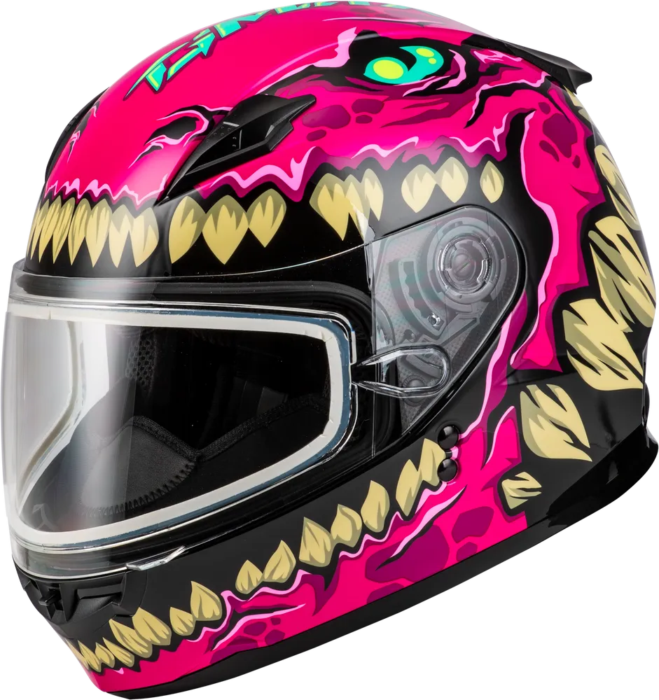 Gmax GM-49Y Youth Full Face Helmet Drax Graphic Pink Electric Shield