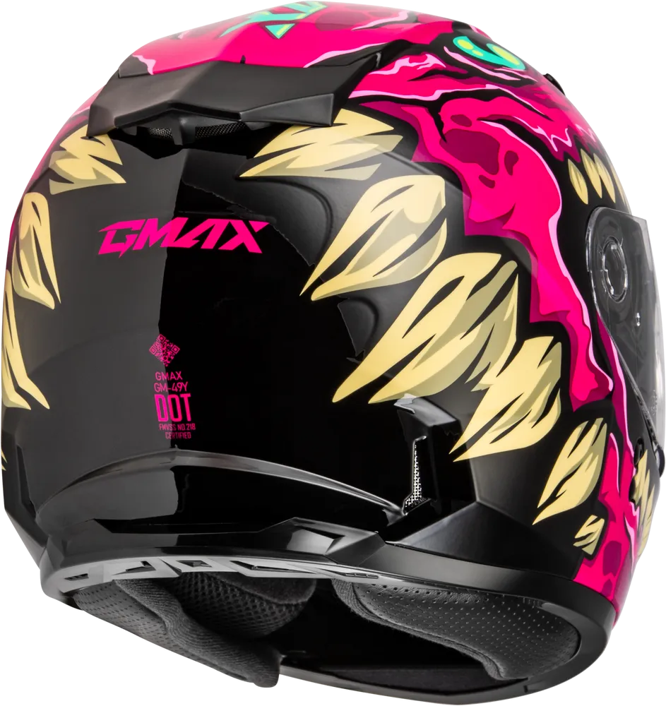 Gmax GM-49Y Youth Full Face Helmet Drax Graphic Pink Electric Shield