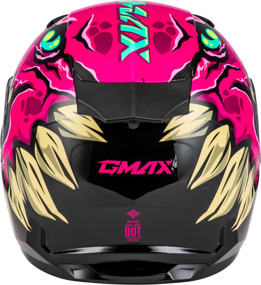 Gmax GM-49Y Youth Full Face Helmet Drax Graphic Pink Electric Shield