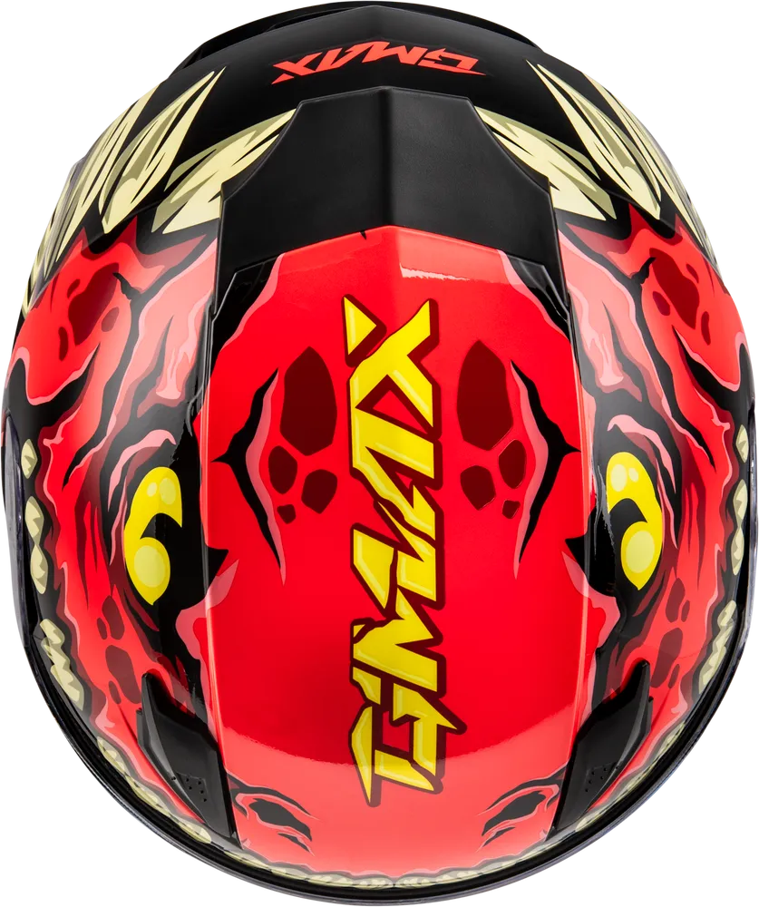 Gmax GM-49Y Youth Full Face Helmet Drax Graphic Red Dual Lens