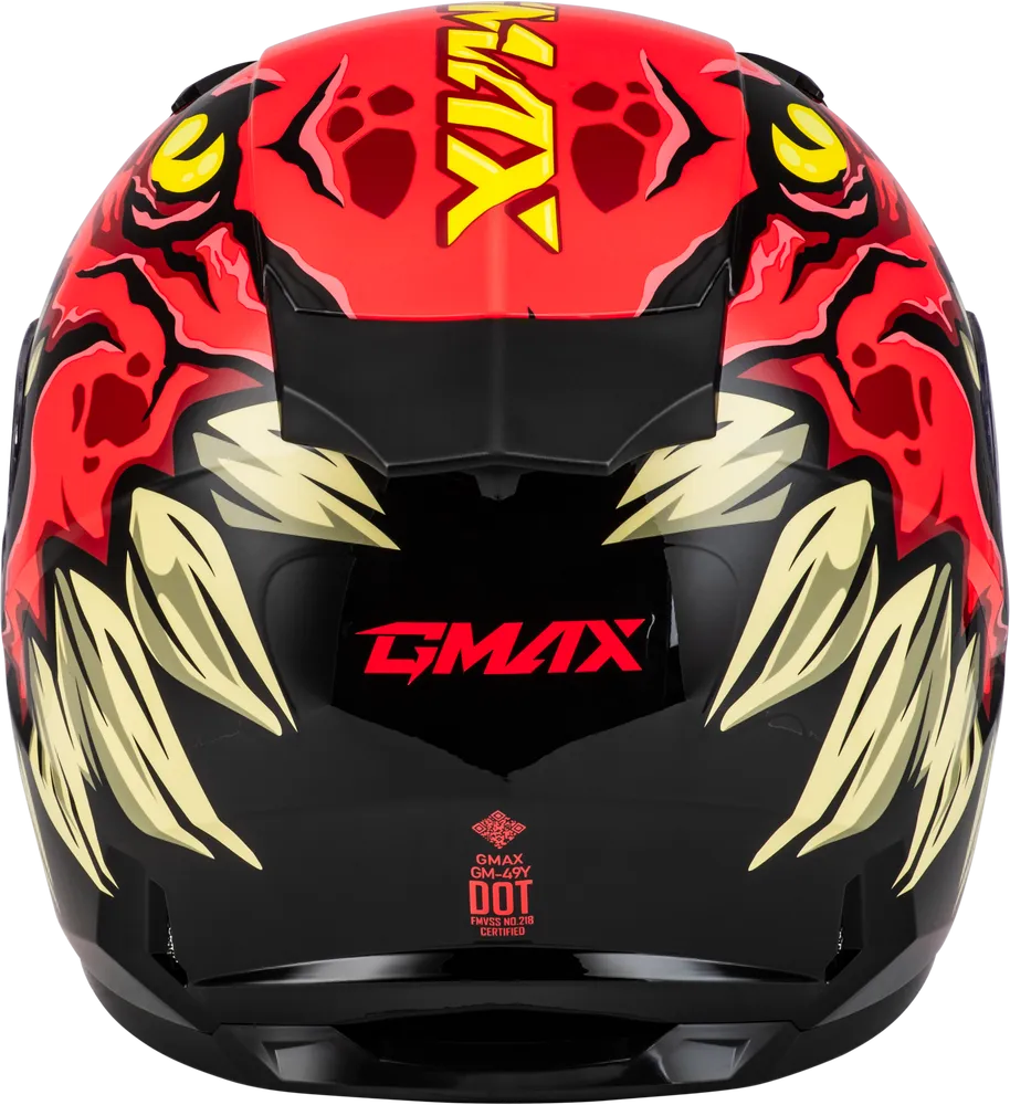 Gmax GM-49Y Youth Full Face Helmet Drax Graphic Red Dual Lens