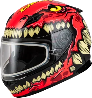 Gmax GM-49Y Youth Full Face Helmet Drax Graphic Red Dual Lens