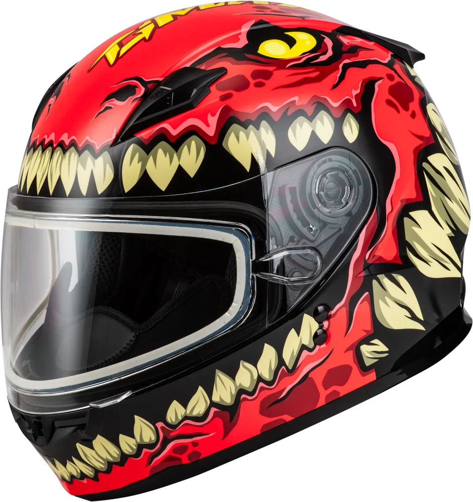 Gmax GM-49Y Youth Full Face Helmet Drax Graphic Red Dual Lens