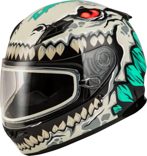 Gmax GM-49Y Youth Full Face Helmet Drax Graphic Silver Dual Lens