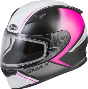 Gmax GM-49Y Youth Full Face Helmet Hail Graphic Matte Black Pink White Dual Lens