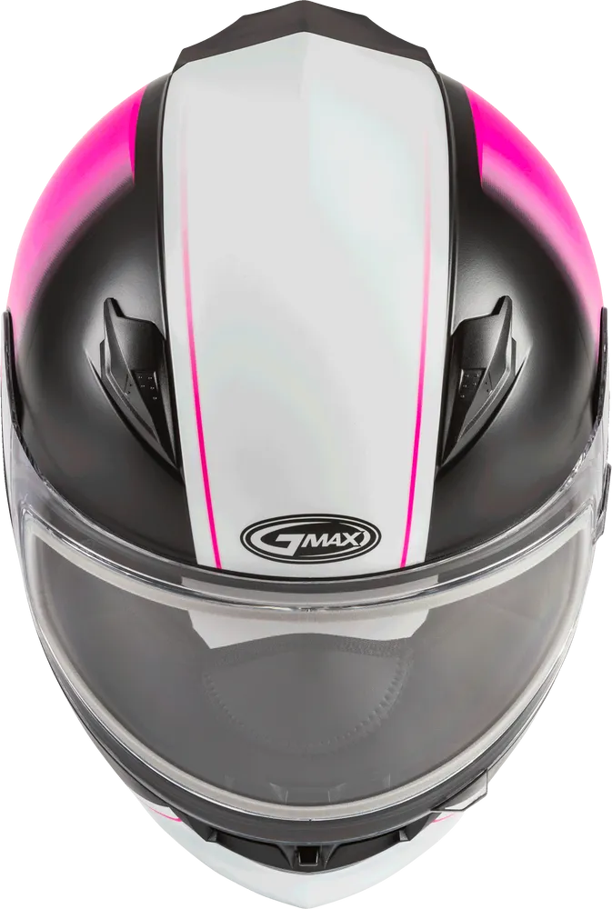 Gmax GM-49Y Youth Full Face Helmet Hail Graphic Matte Black Pink White Dual Lens