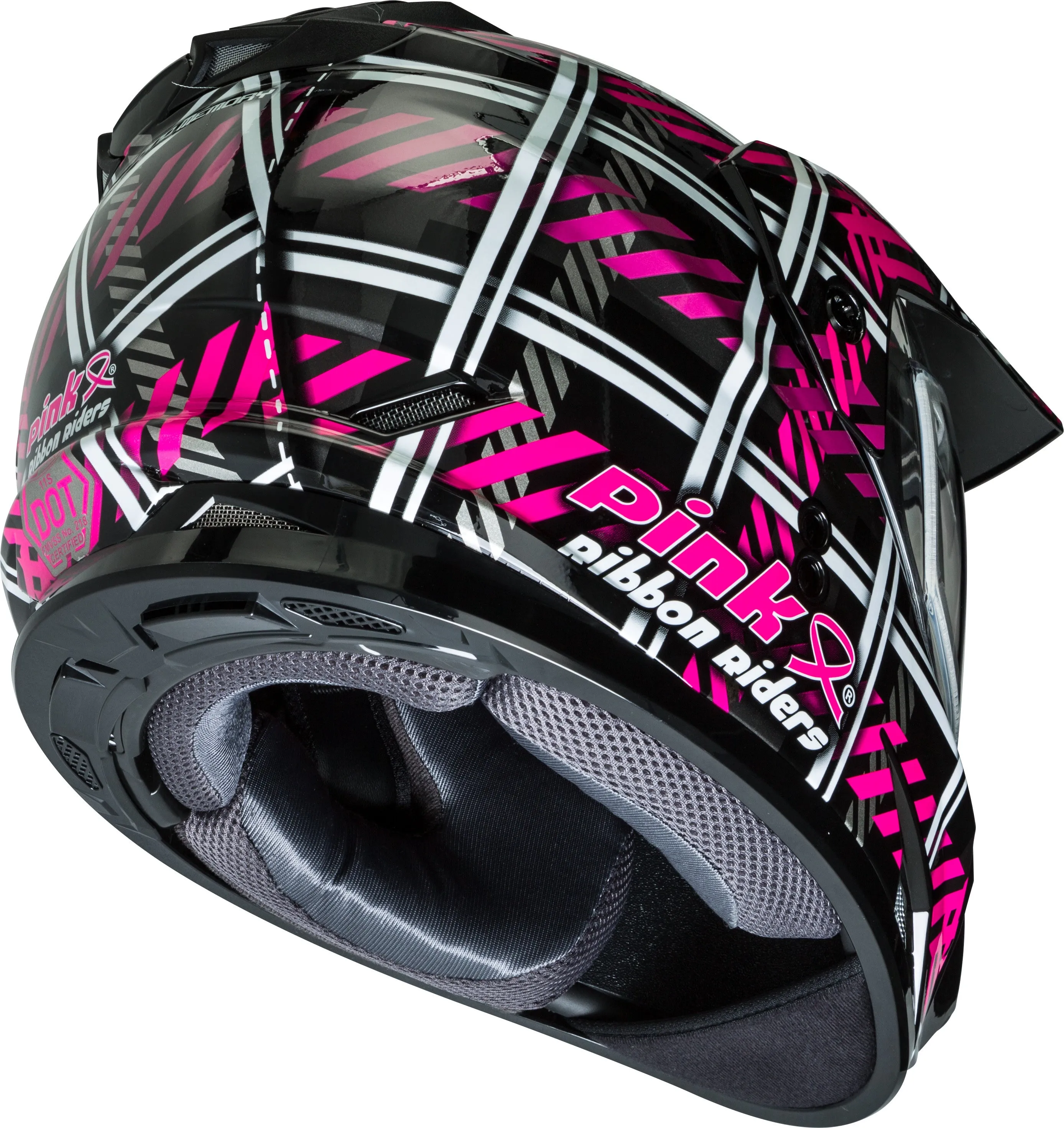 Gmax GM11S Ladies Dual Sport Snow Helmet Pink Ribbon Rider