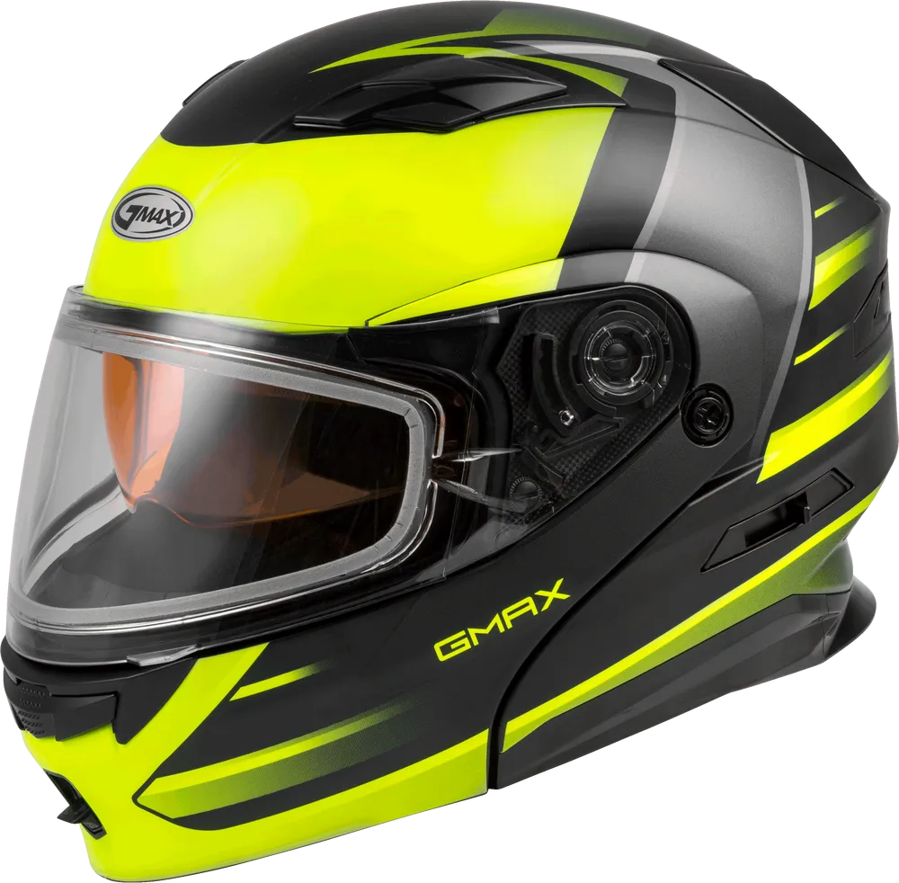 Gmax MD-01S Modular Snow Helmet Descendant Matte Black Hi Vis Dual Lens