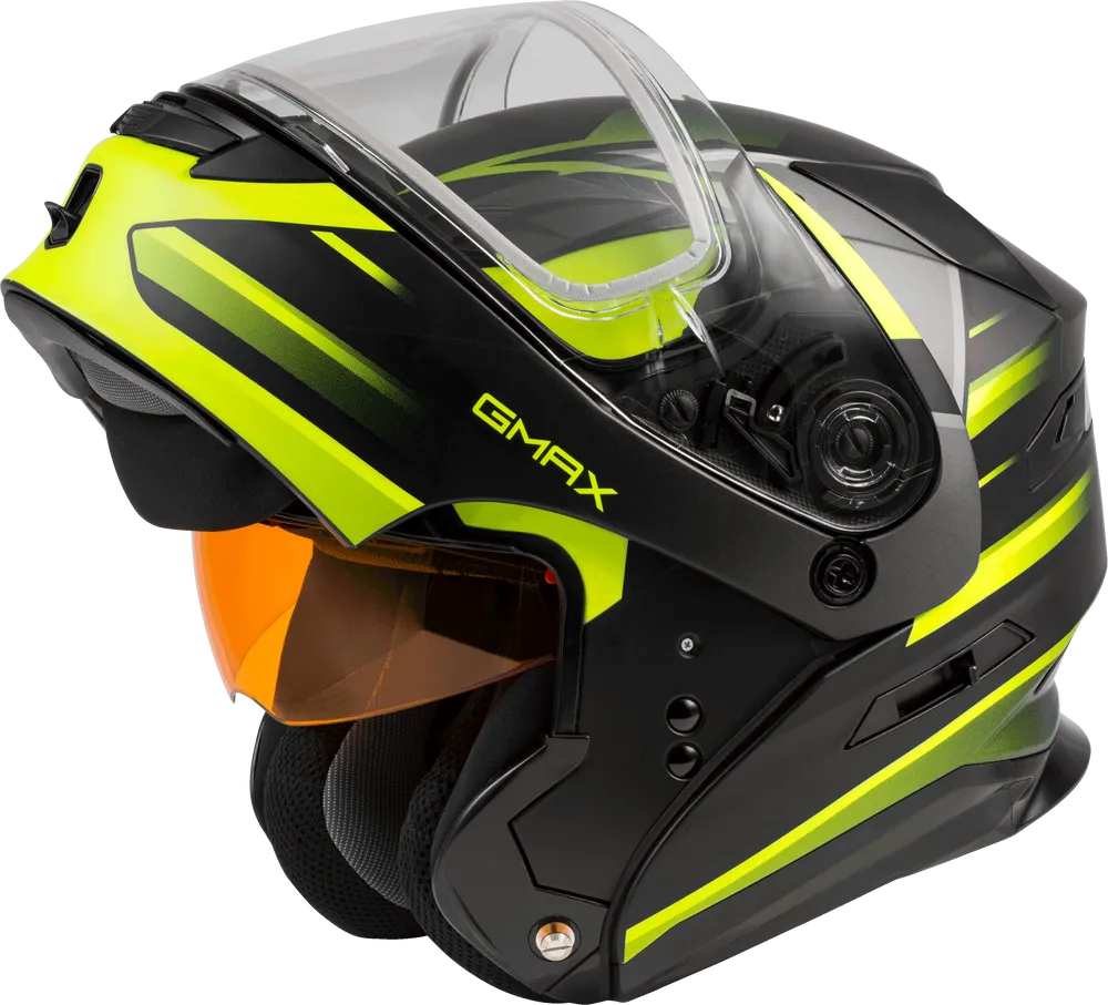 Gmax MD-01S Modular Snow Helmet Descendant Matte Black Hi Vis Dual Lens