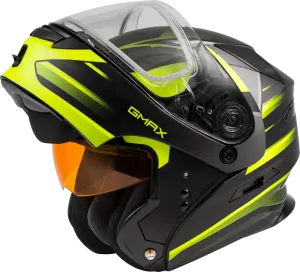 Gmax MD-01S Modular Snow Helmet Descendant Matte Black Hi Vis Dual Lens