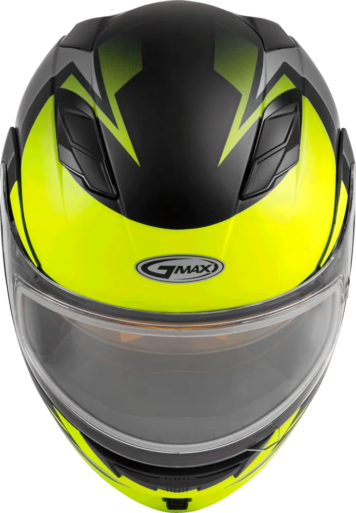 Gmax MD-01S Modular Snow Helmet Descendant Matte Black Hi Vis Dual Lens