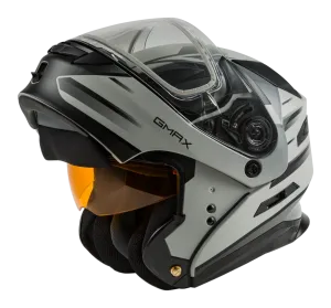 Gmax MD-01S Modular Snow Helmet Descendant Matte Gray Silver Dual Lens