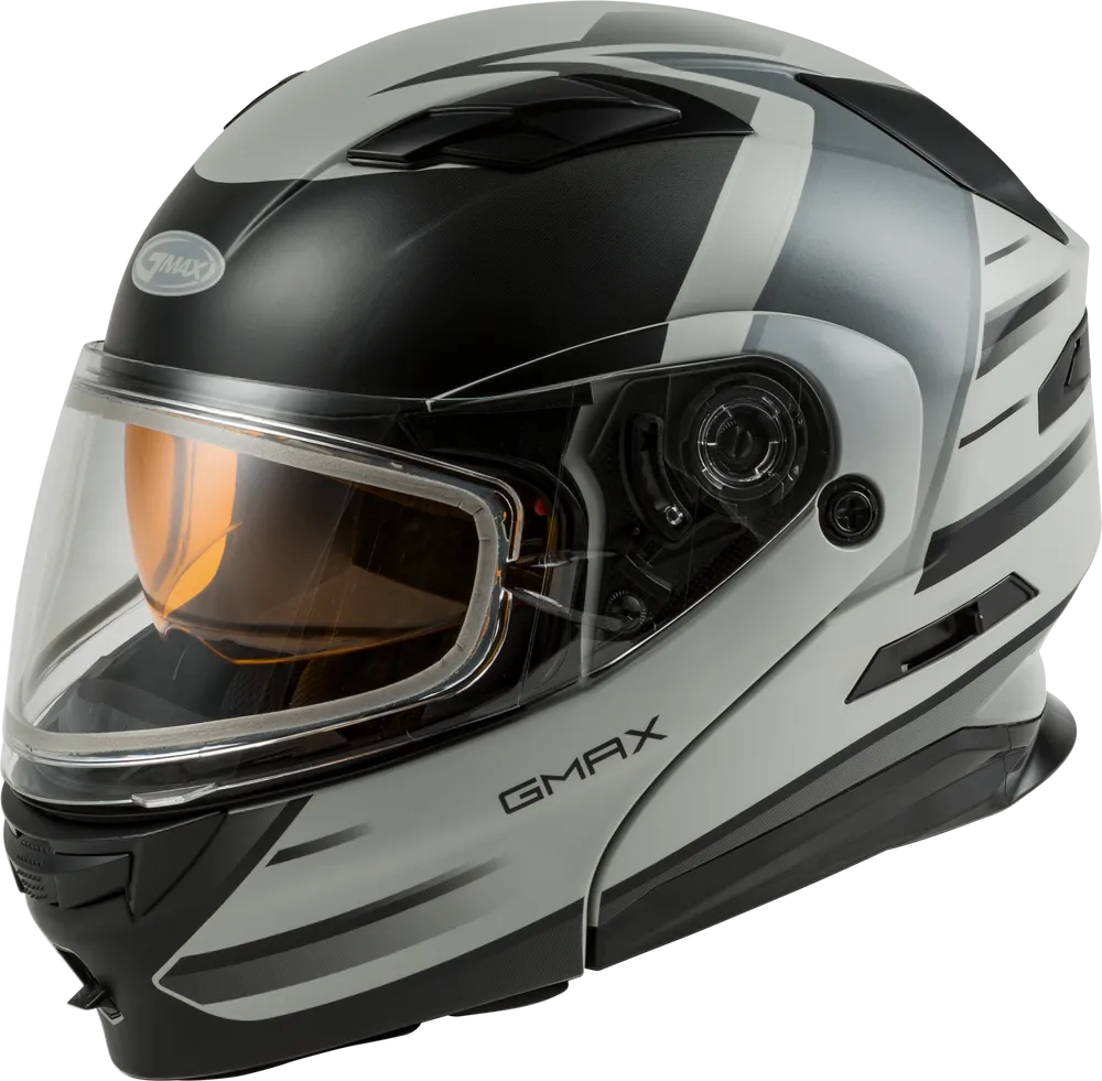 Gmax MD-01S Modular Snow Helmet Descendant Matte Gray Silver Dual Lens