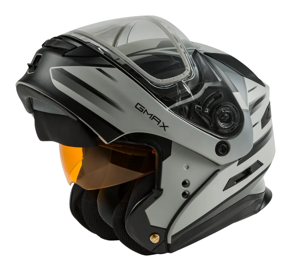 Gmax MD-01S Modular Snow Helmet Descendant Matte Gray Silver Dual Lens