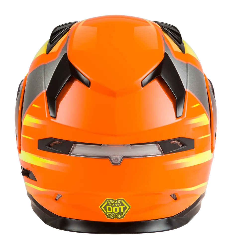 Gmax MD-01S Modular Snow Helmet Descendant Neon Orange Hi Viz Dual Lens