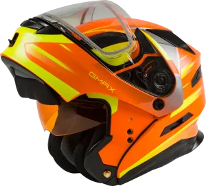 Gmax MD-01S Modular Snow Helmet Descendant Neon Orange Hi Viz Dual Lens