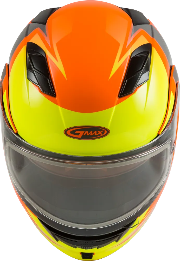 Gmax MD-01S Modular Snow Helmet Descendant Neon Orange Hi Viz Dual Lens