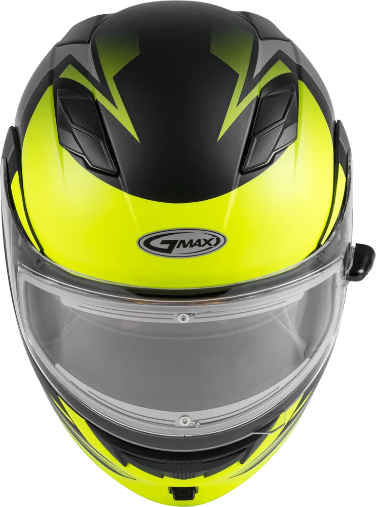 Gmax MD-01S Snow Helmet Descendant Matte Black Hi Vis Electric Shield and Dual Lens