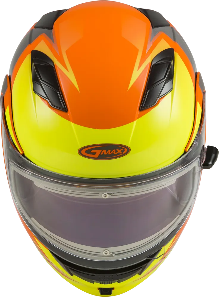 Gmax MD-01S Snow Helmet Descendant Neon Orange Hi Viz Electric Shield and Dual Lens