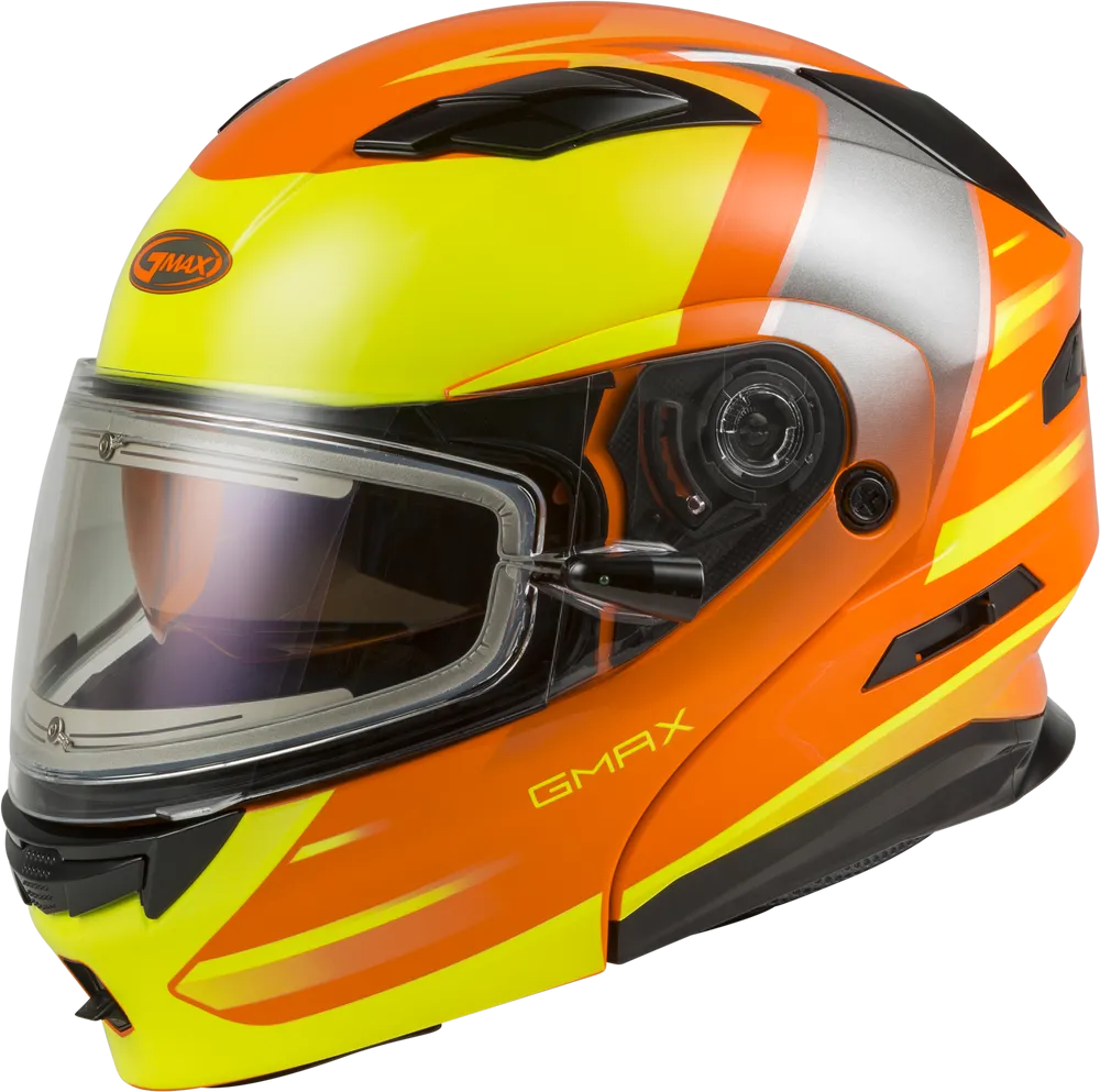 Gmax MD-01S Snow Helmet Descendant Neon Orange Hi Viz Electric Shield and Dual Lens