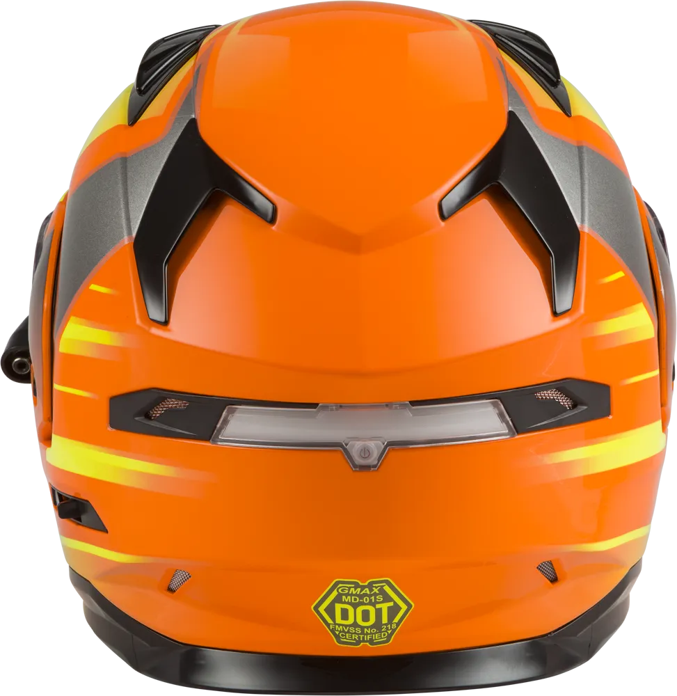 Gmax MD-01S Snow Helmet Descendant Neon Orange Hi Viz Electric Shield and Dual Lens