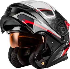 Gmax MD-01S Transistor Modular Snow Helmet Black Red