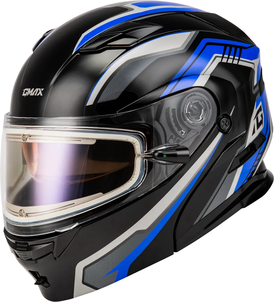 Gmax MD-01S Transistor Snow Helmet Blue Black Electric Shield and Dual Shield