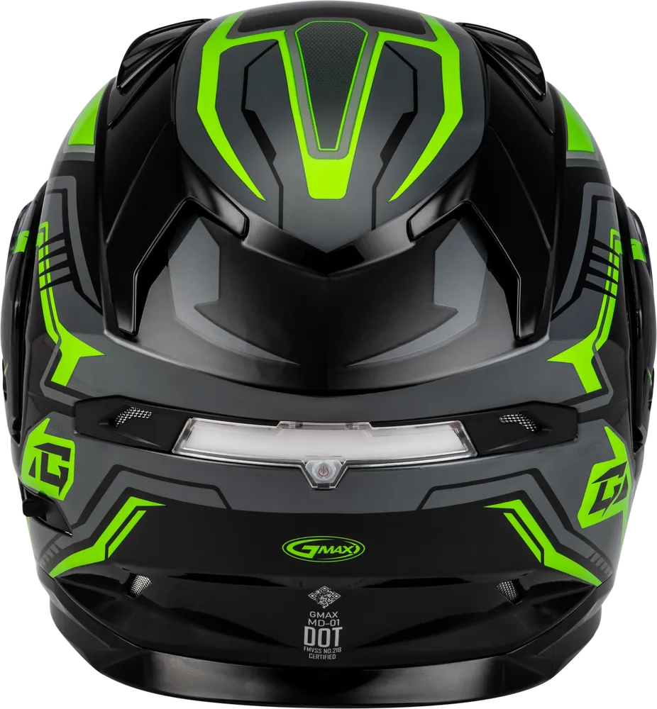 Gmax MD-01S Transistor Snow Helmet Green Black Electric Shield and Dual Lens