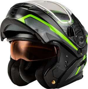 Gmax MD-01S Transistor Snow Helmet Green Black Electric Shield