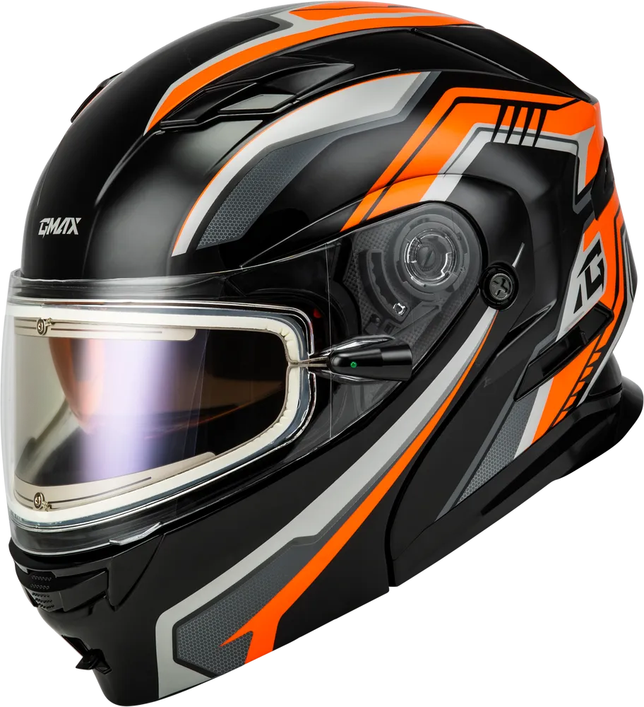 Gmax MD-01S Transistor Snow Helmet Orange Black Electric Shield