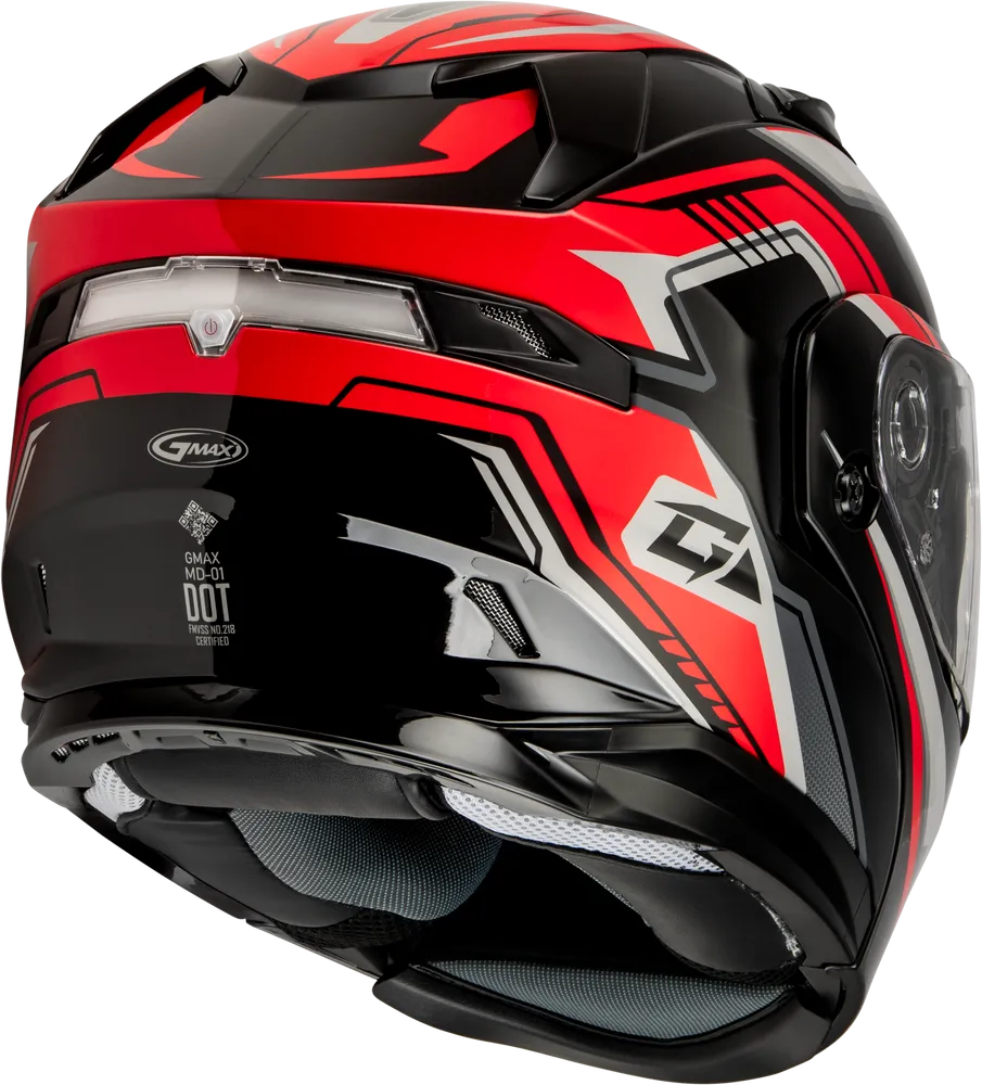 Gmax MD-01S Transistor Snow Helmet Red Black Electric Shield  Electric Shield and Dual Shield