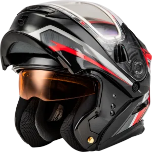 Gmax MD-01S Transistor Snow Helmet Red Black Electric Shield  Electric Shield